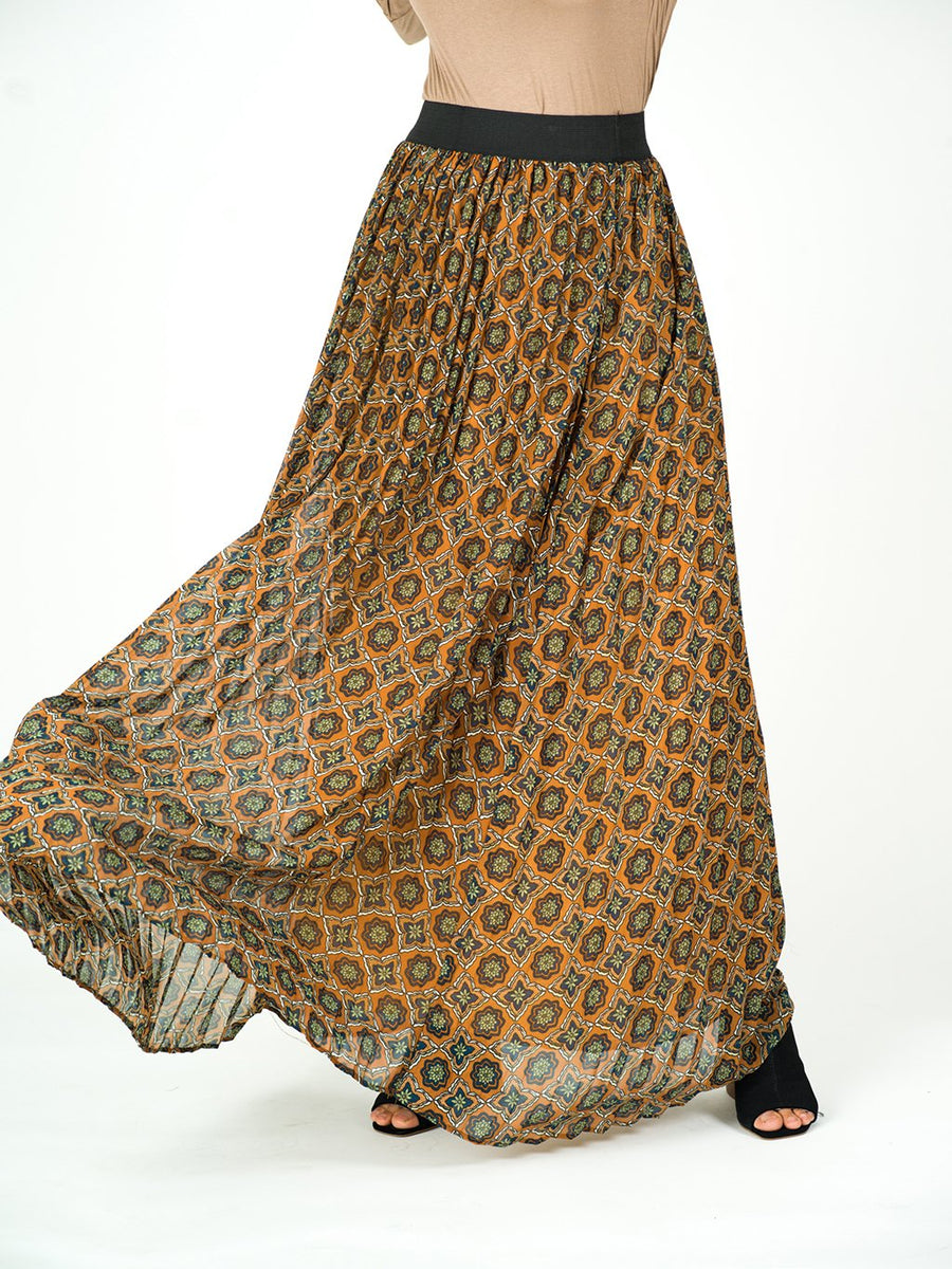 Mustard leopard 2024 maxi skirt