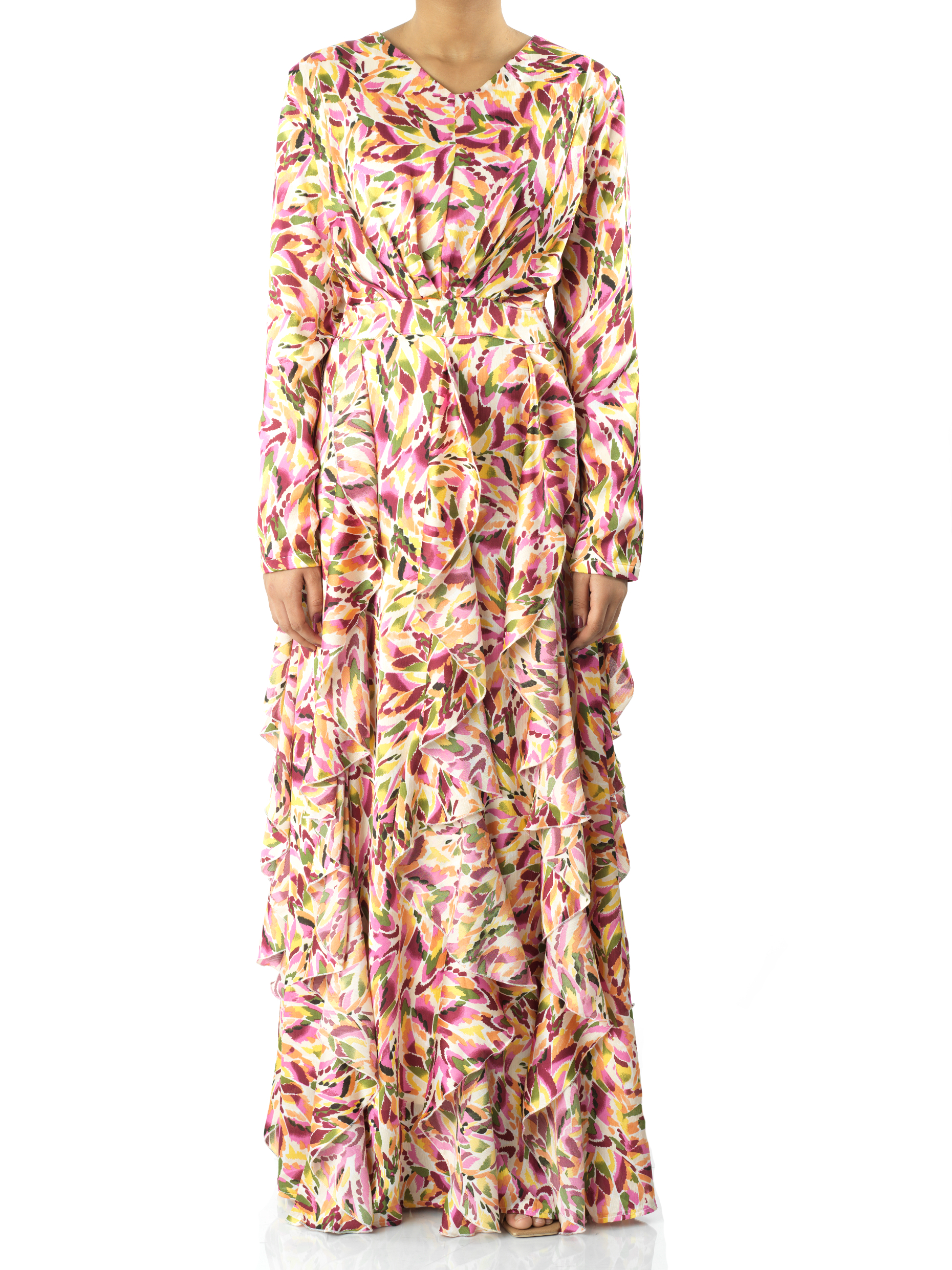 Aaliya abstract art Ruffle modest dress Kabayare