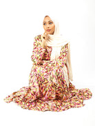 Aaliya abstract art Ruffle modest dress Kabayare