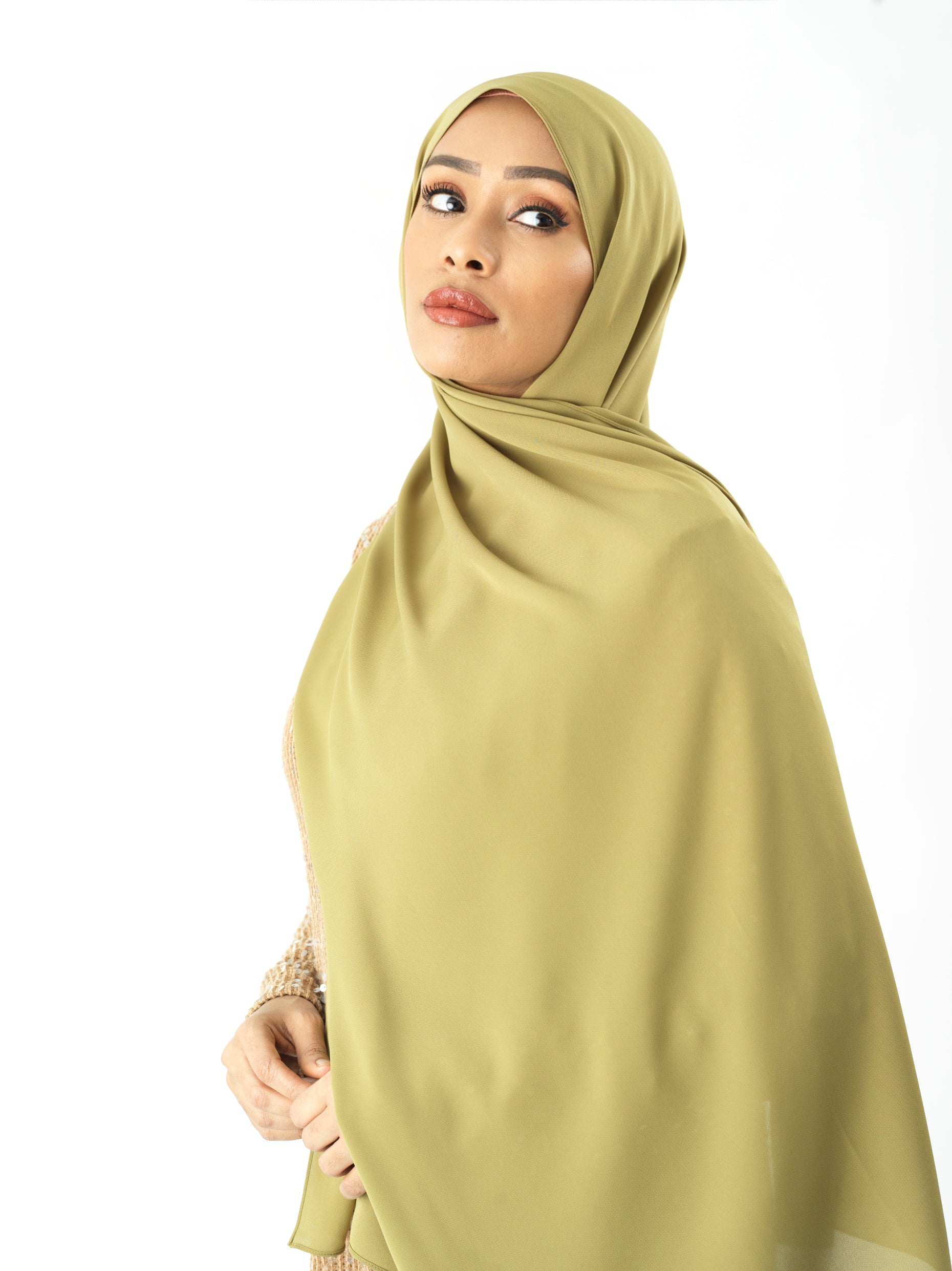 Apple Green Korean Chiffon hijab Kabayare