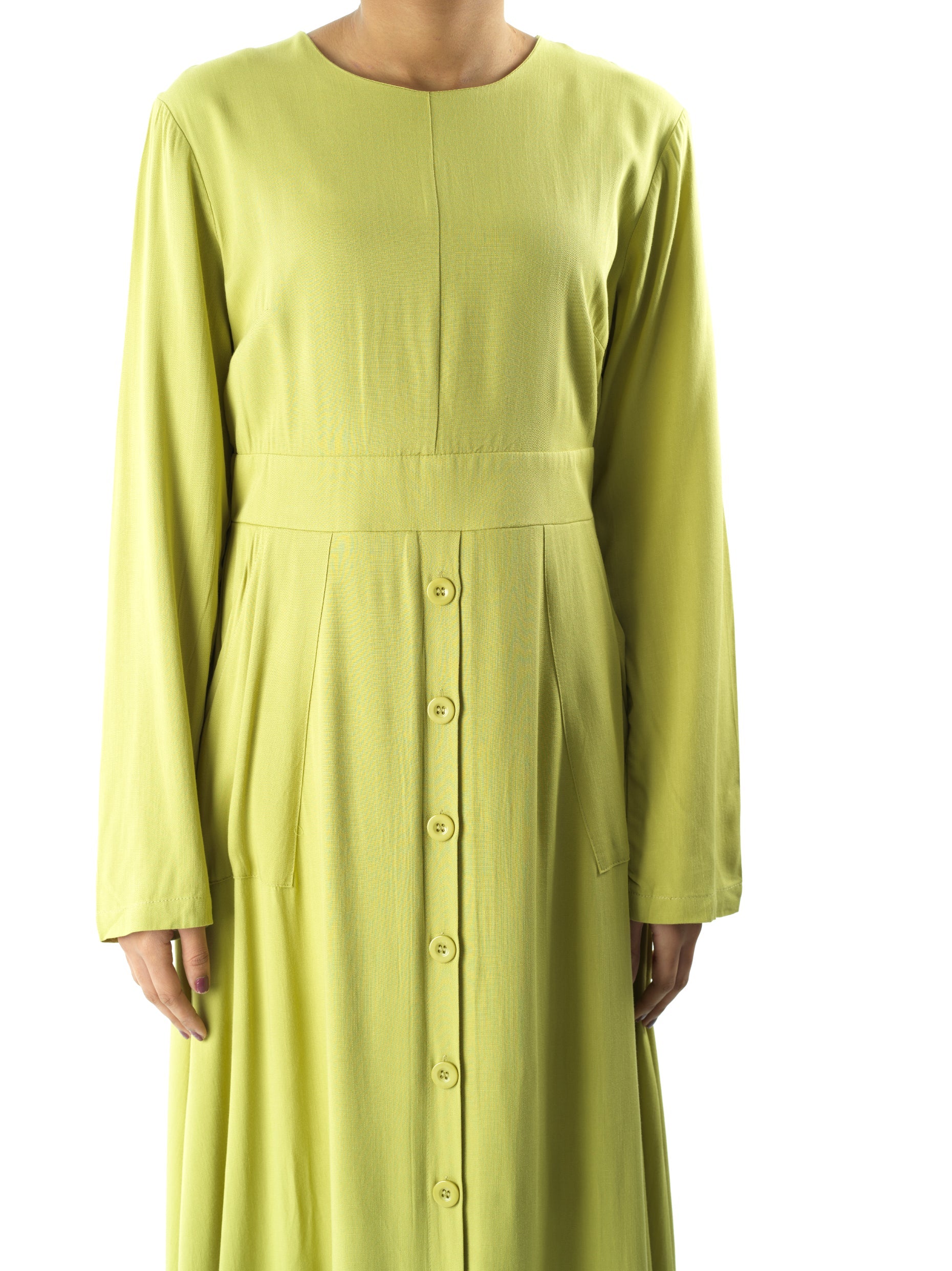 Apple green Manal button down Modal dress Kabayare