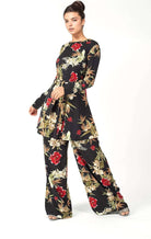 Black floral Modest Matching set Kabayare