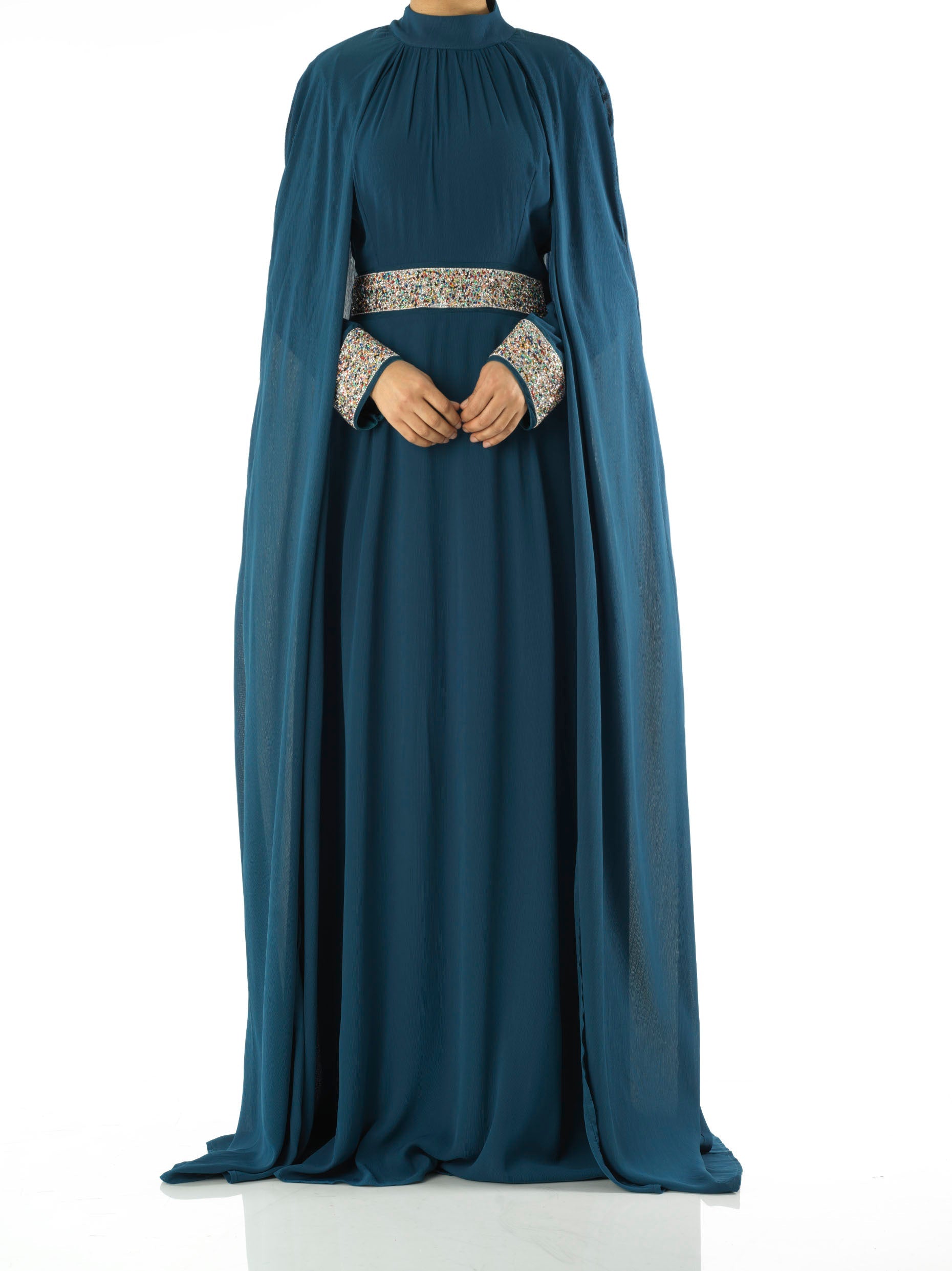 Boqorad crystal cape maxi dress Kabayare