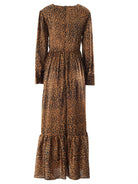 Brown cheetah print satin maxi modest dress Kabayare