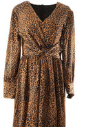 Brown cheetah print satin maxi modest dress Kabayare