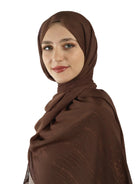 Brown Lovely dana shimmer Chiffon hijab Kabayare