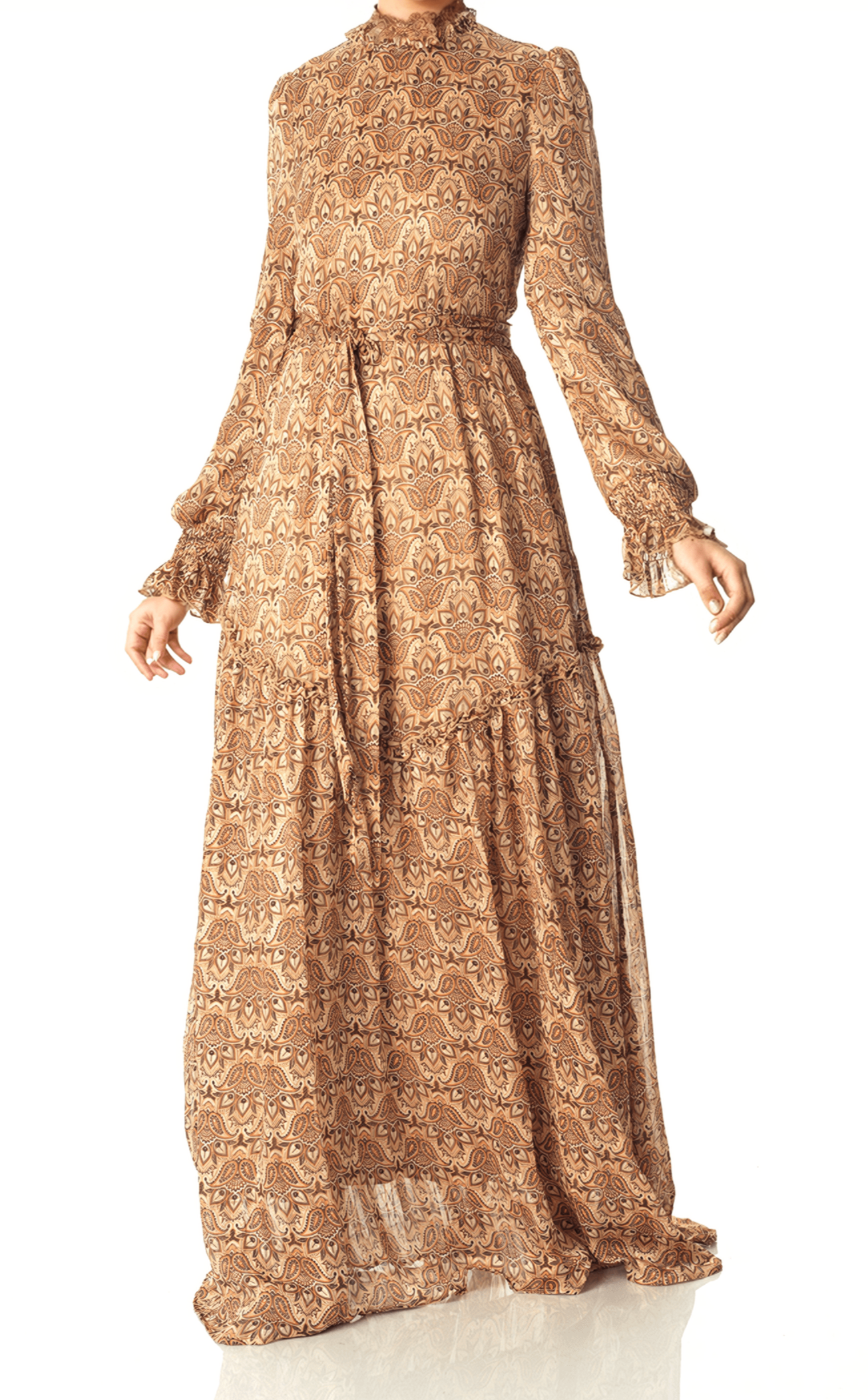 Brown sugar and Honey Marigold maxi modest dress Kabayare