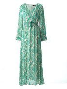 Copy of Pretty Paisley print v-neck chiffon maxi dress Kabayare