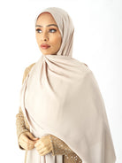 Cream Pearl Korean Chiffon hijab Kabayare