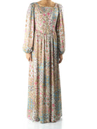 Cream Pretty Fatima floral print corset maxi dress Kabayare