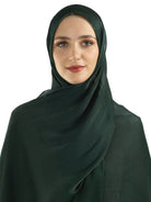 Deep Emerald Shimmering Silk Chiffon hijab Kabayare