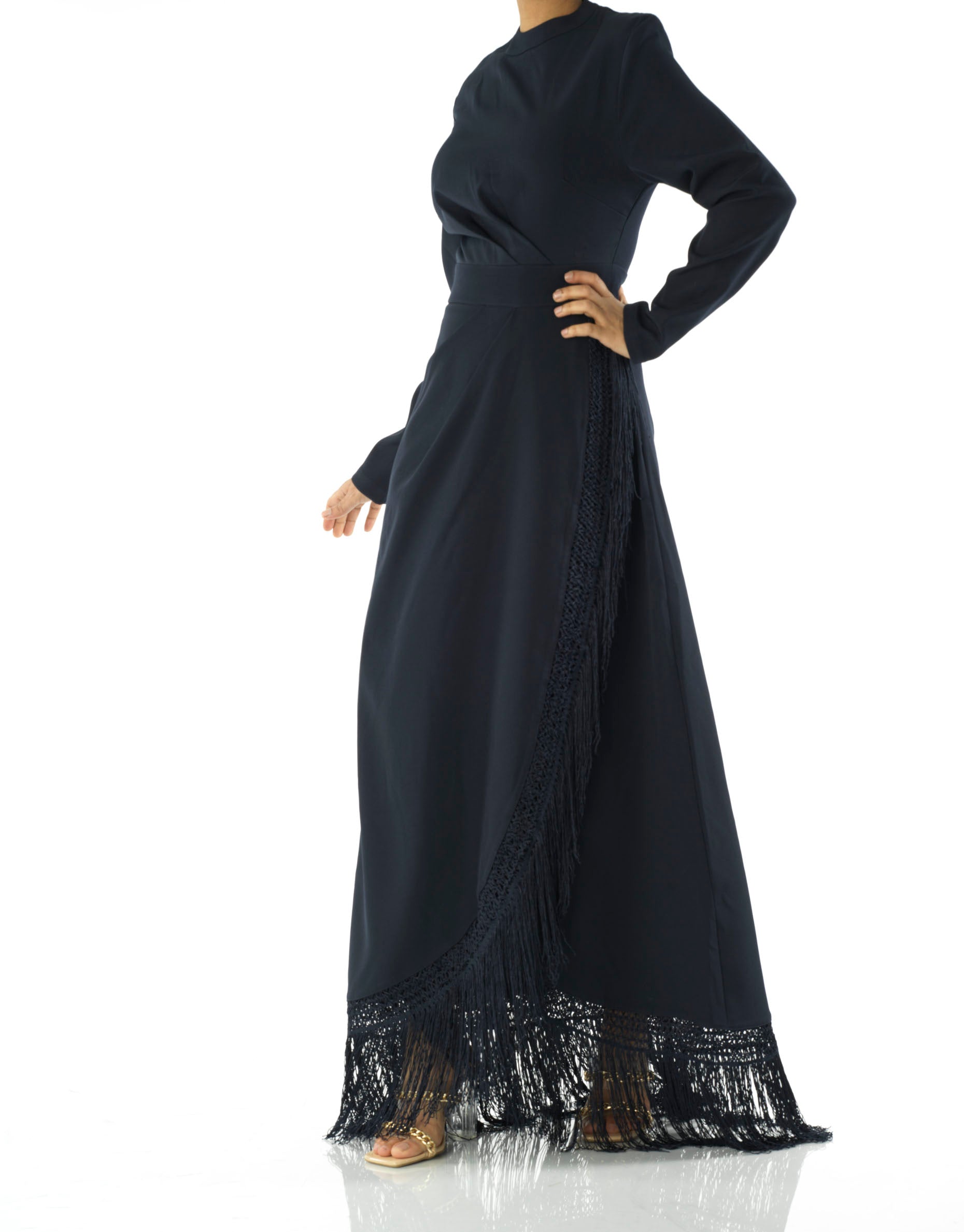 Deep Navy Fringe queen maxi dress Kabayare