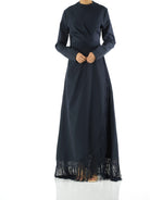 Deep Navy Fringe queen maxi dress Kabayare