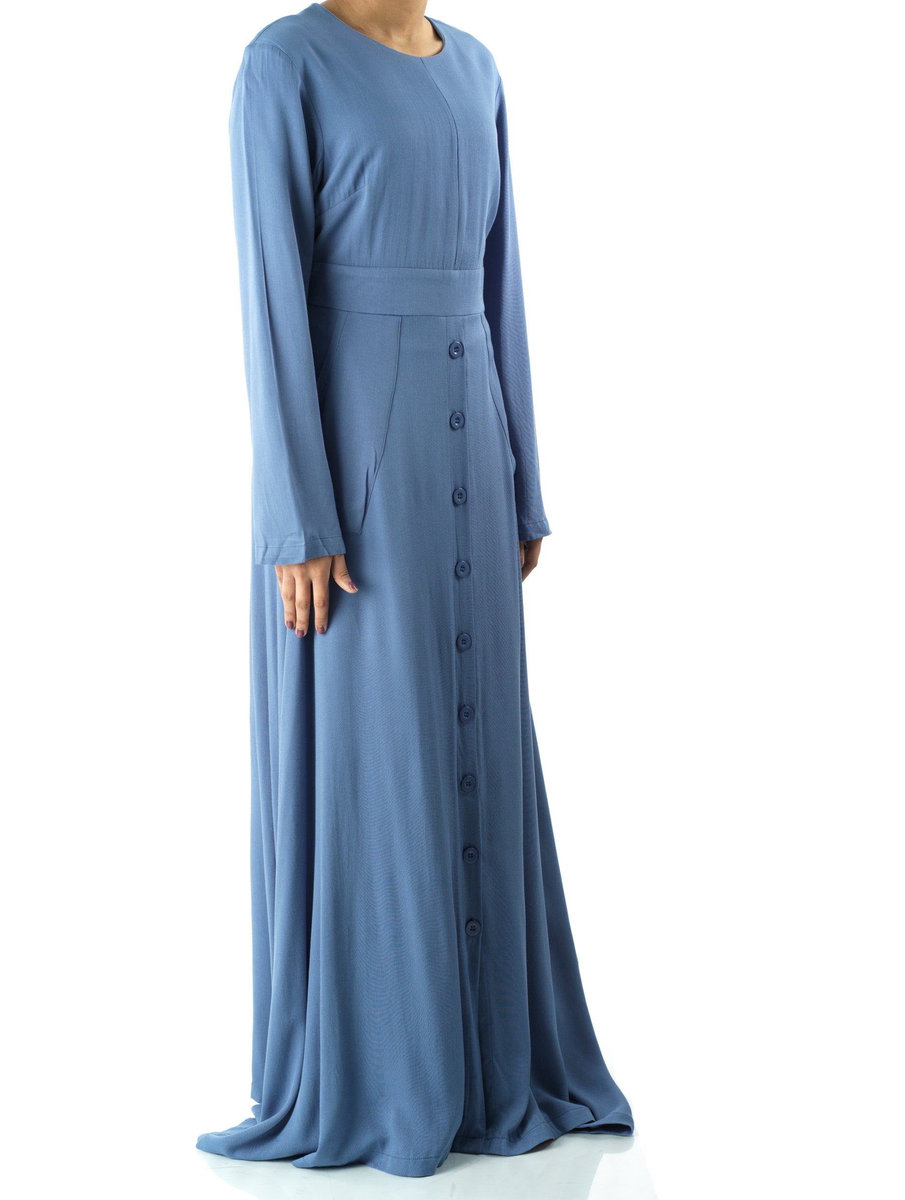 Dusty Blue Manal button down Modal dress Kabayare