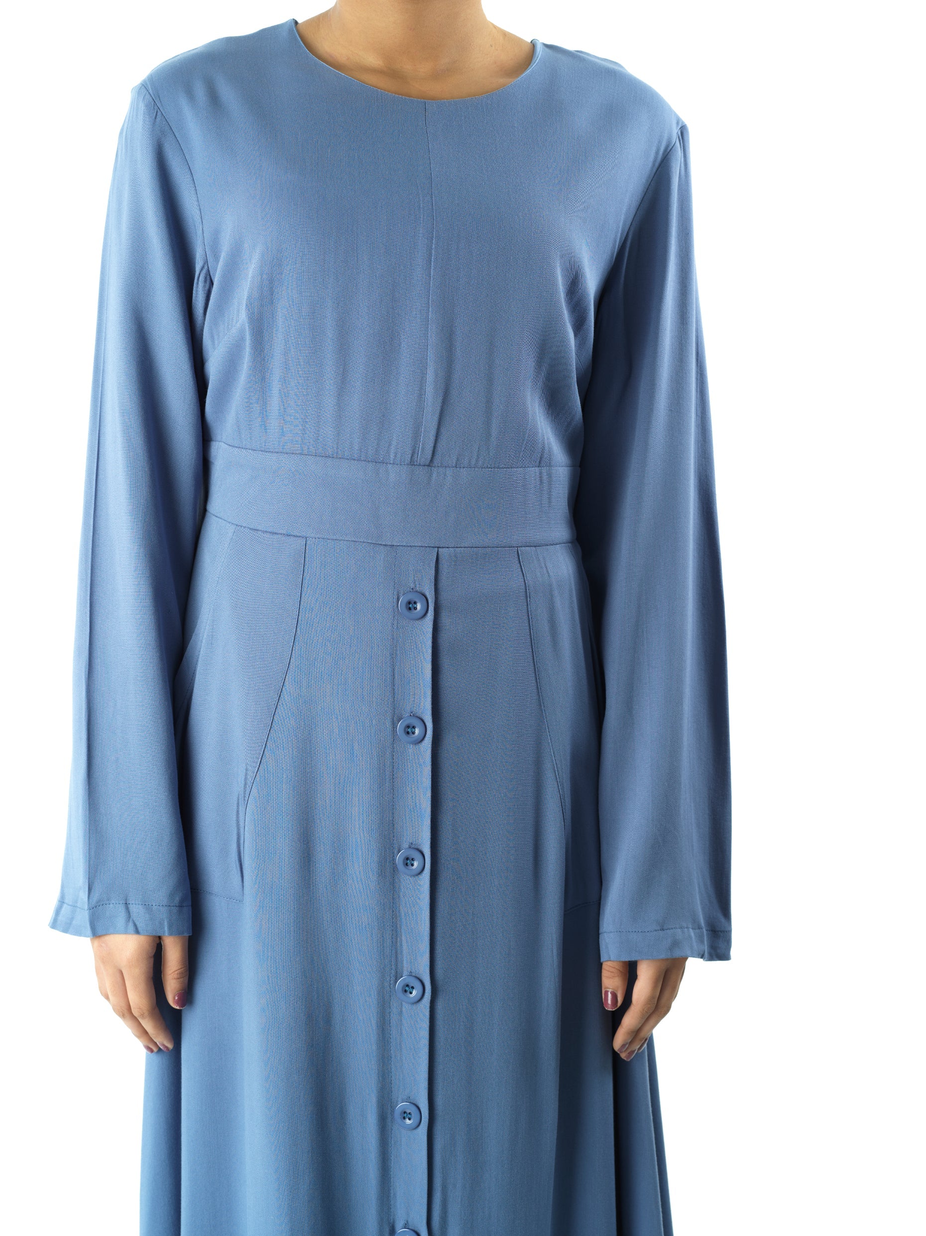 Dusty Blue Manal button down Modal dress Kabayare