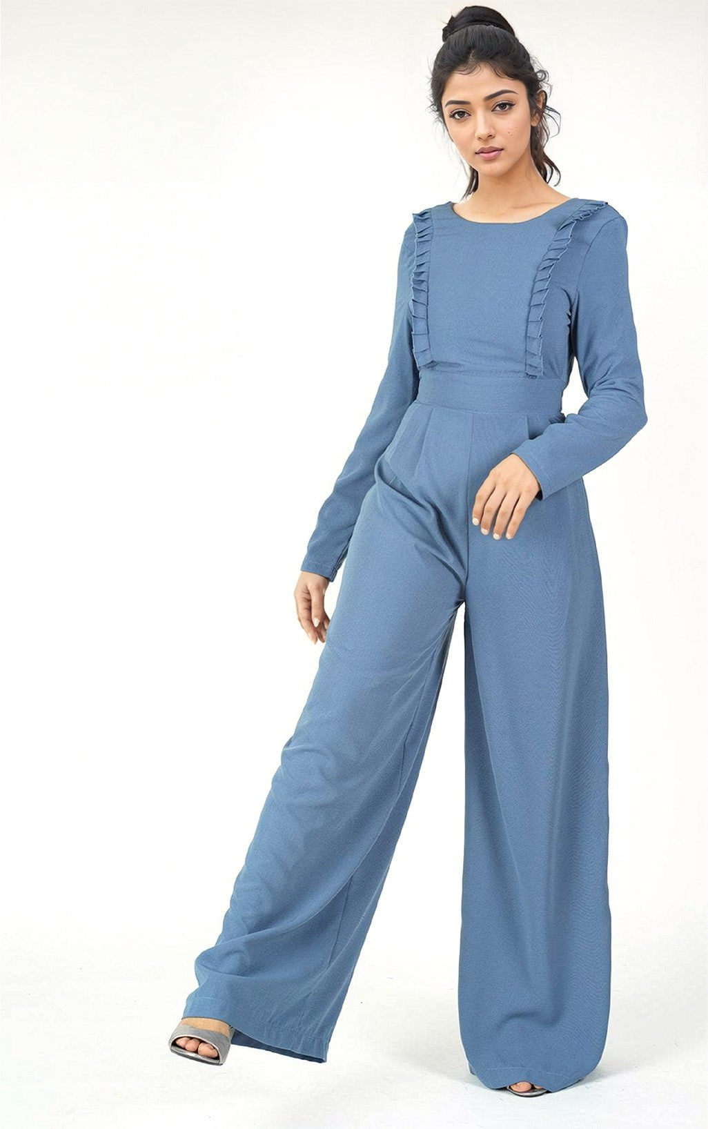 Dusty Blue ruffles modest jumpsuit Kabayare