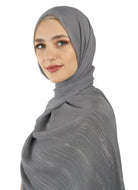 Gray Lovely dana shimmer Chiffon hijab Kabayare