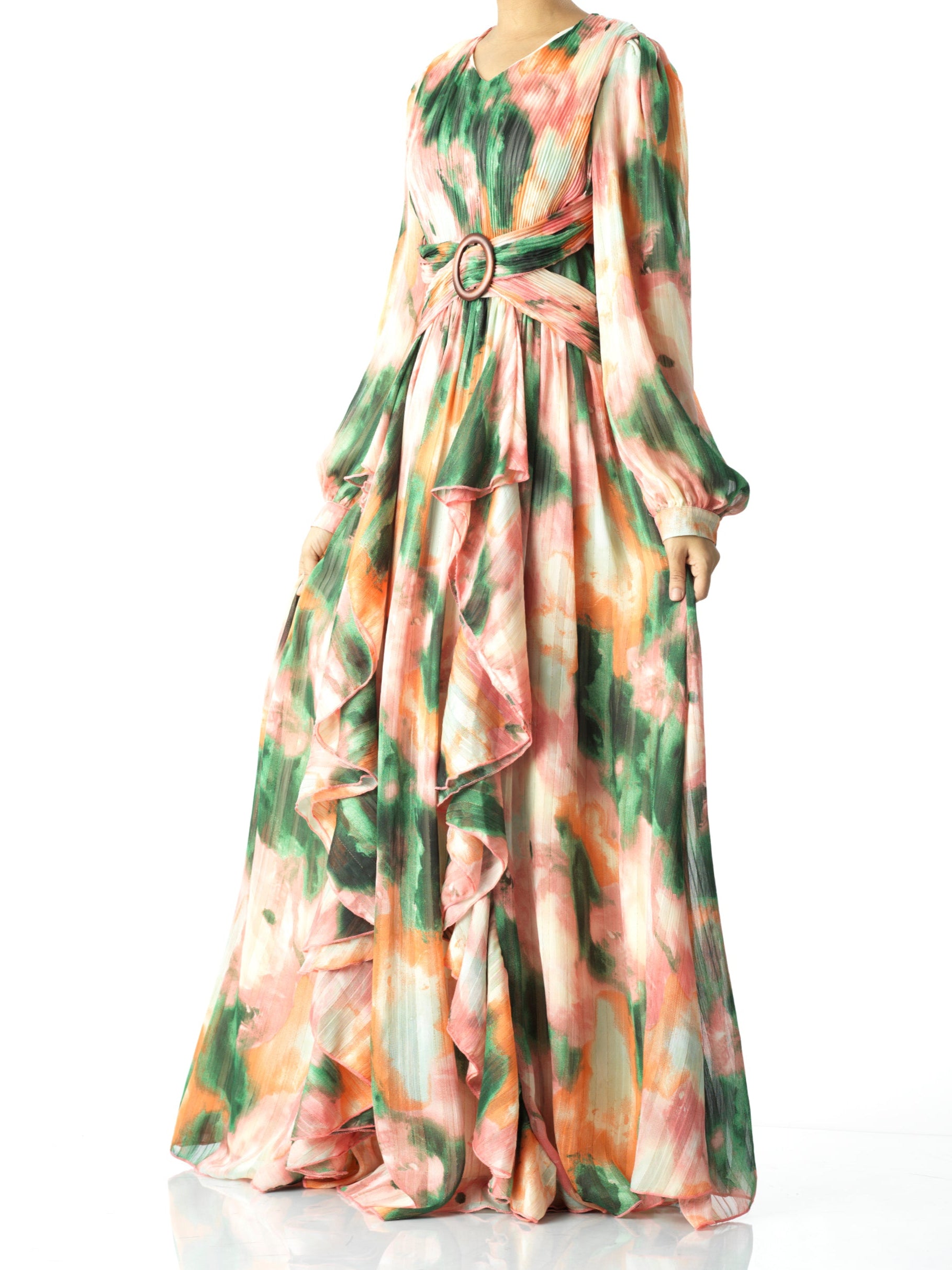 Hanaan dreamy abstract print modest dress Kabayare