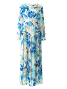 Hiba Abstract print silk chiffon shimmer maxi dress Kabayare