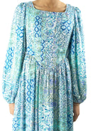 Light Blue Pretty Fatima floral print corset maxi dress Kabayare