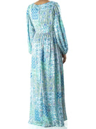 Light Blue Pretty Fatima floral print corset maxi dress Kabayare