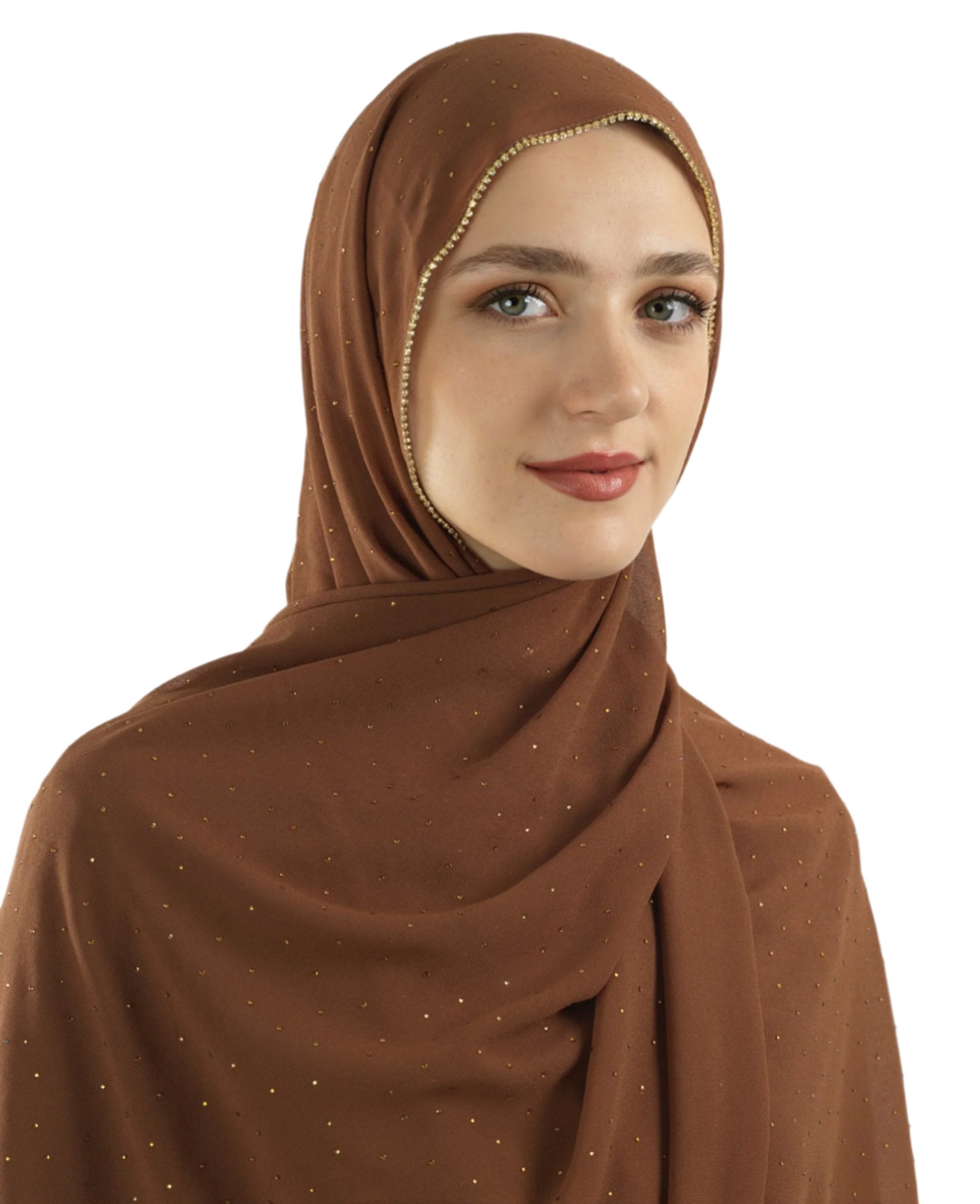 Light brown Glamour chiffon hijab Kabayare