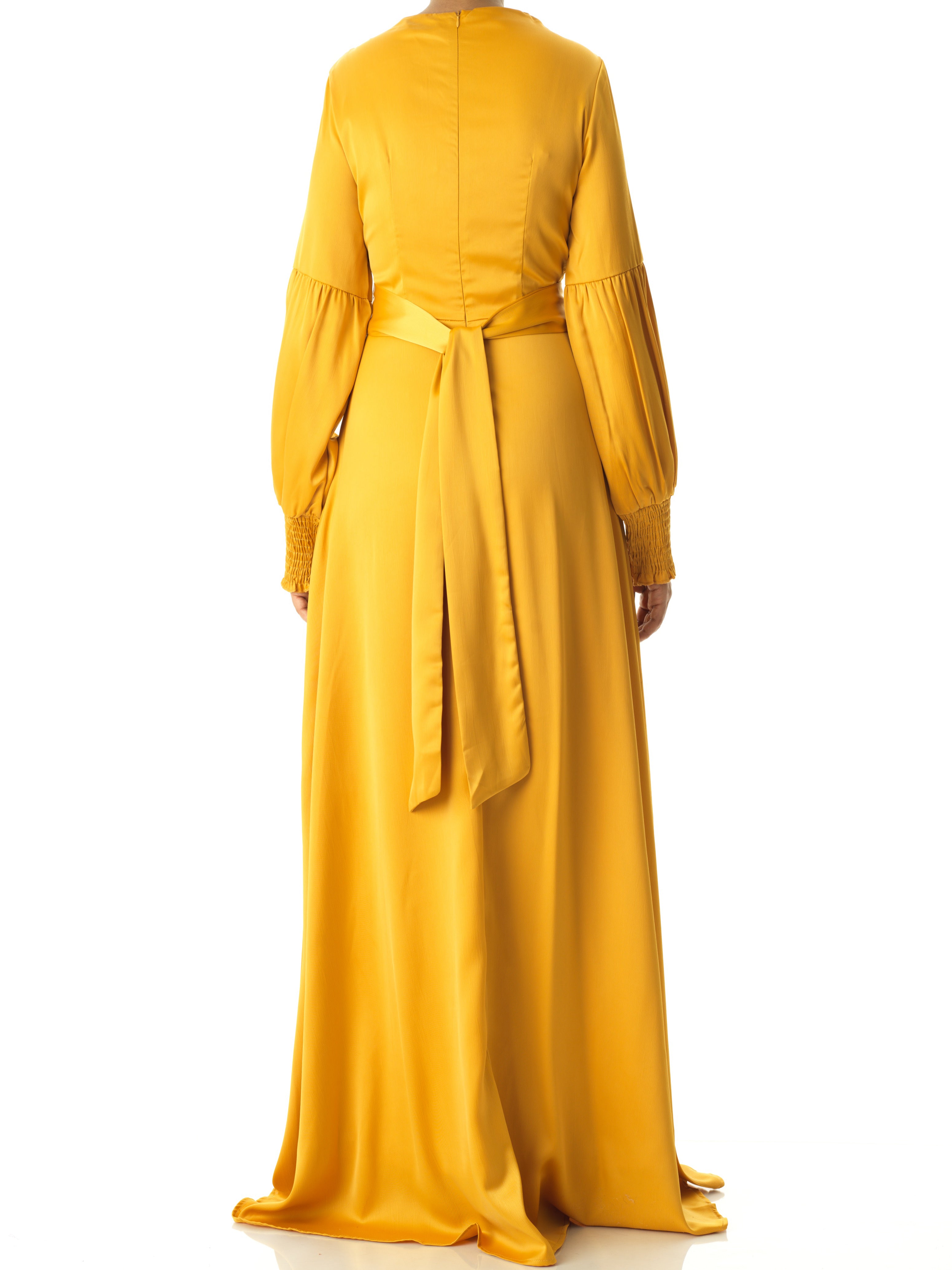 Marigold jasmine satin modest maxi dress Kabayare