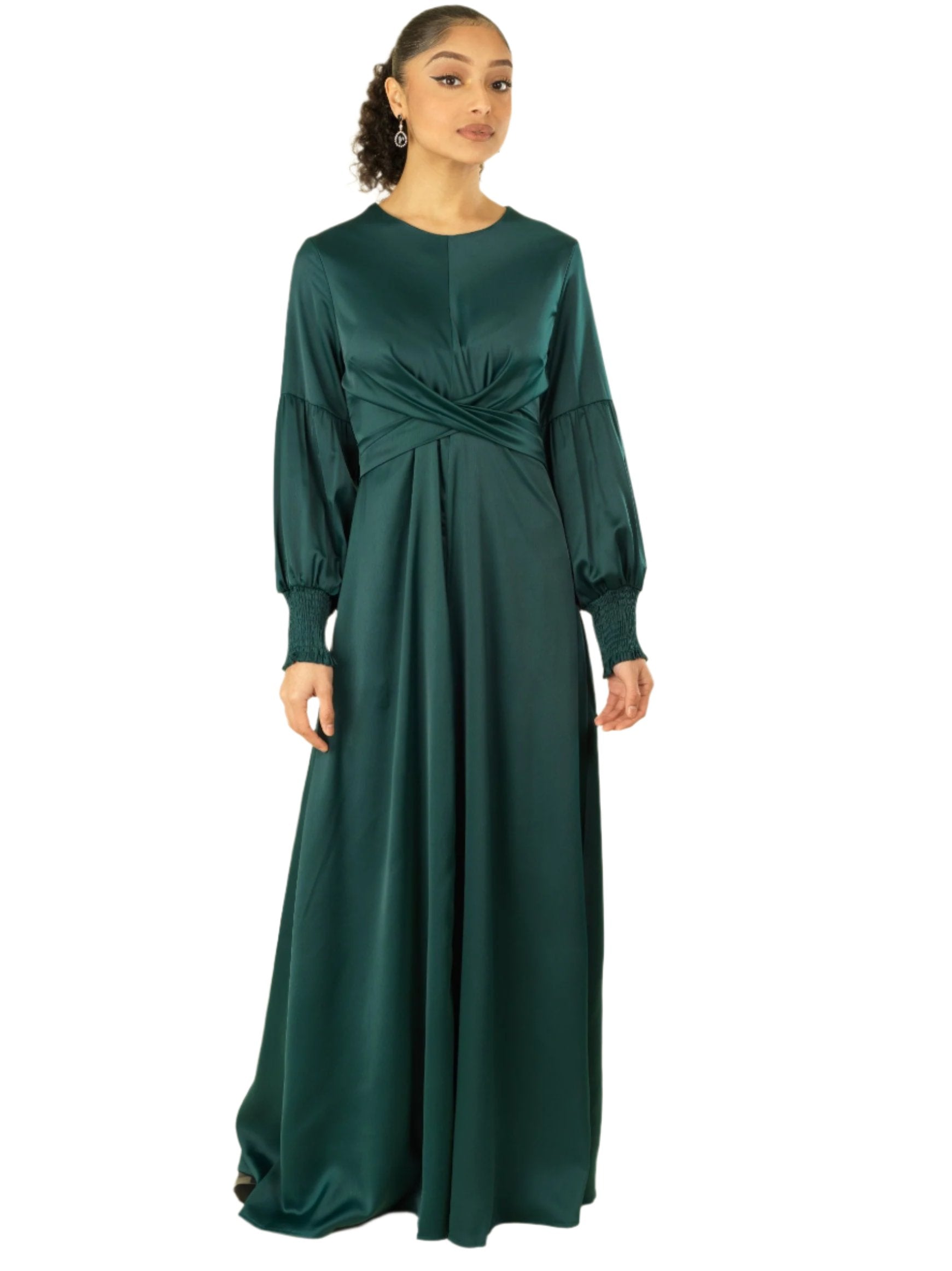 Marigold jasmine satin modest maxi dress Kabayare