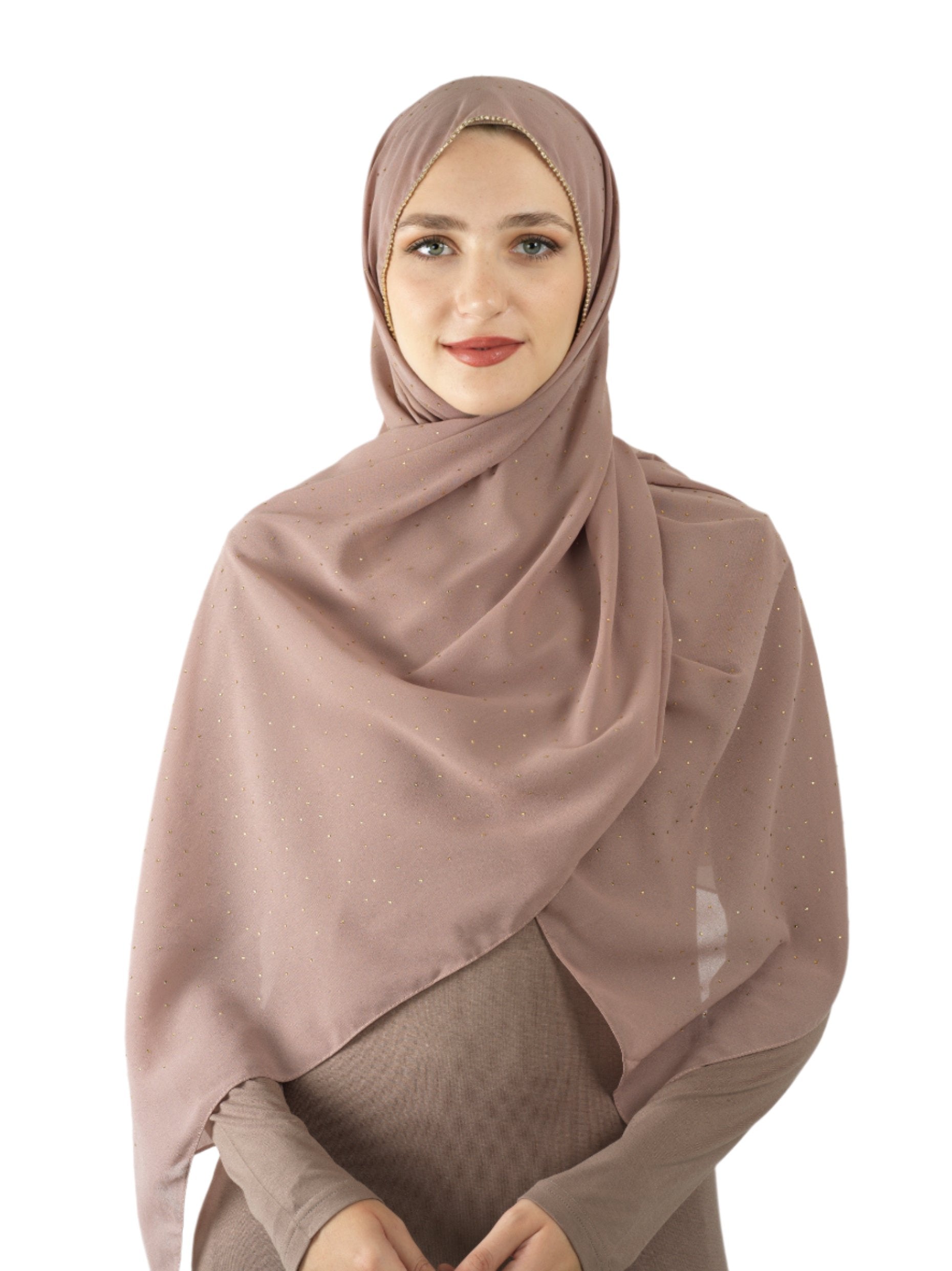 Mauve Glamour chiffon hijab Kabayare