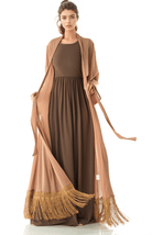 Maxi cardigan abaya Effortlessly chic fringe Kabayare