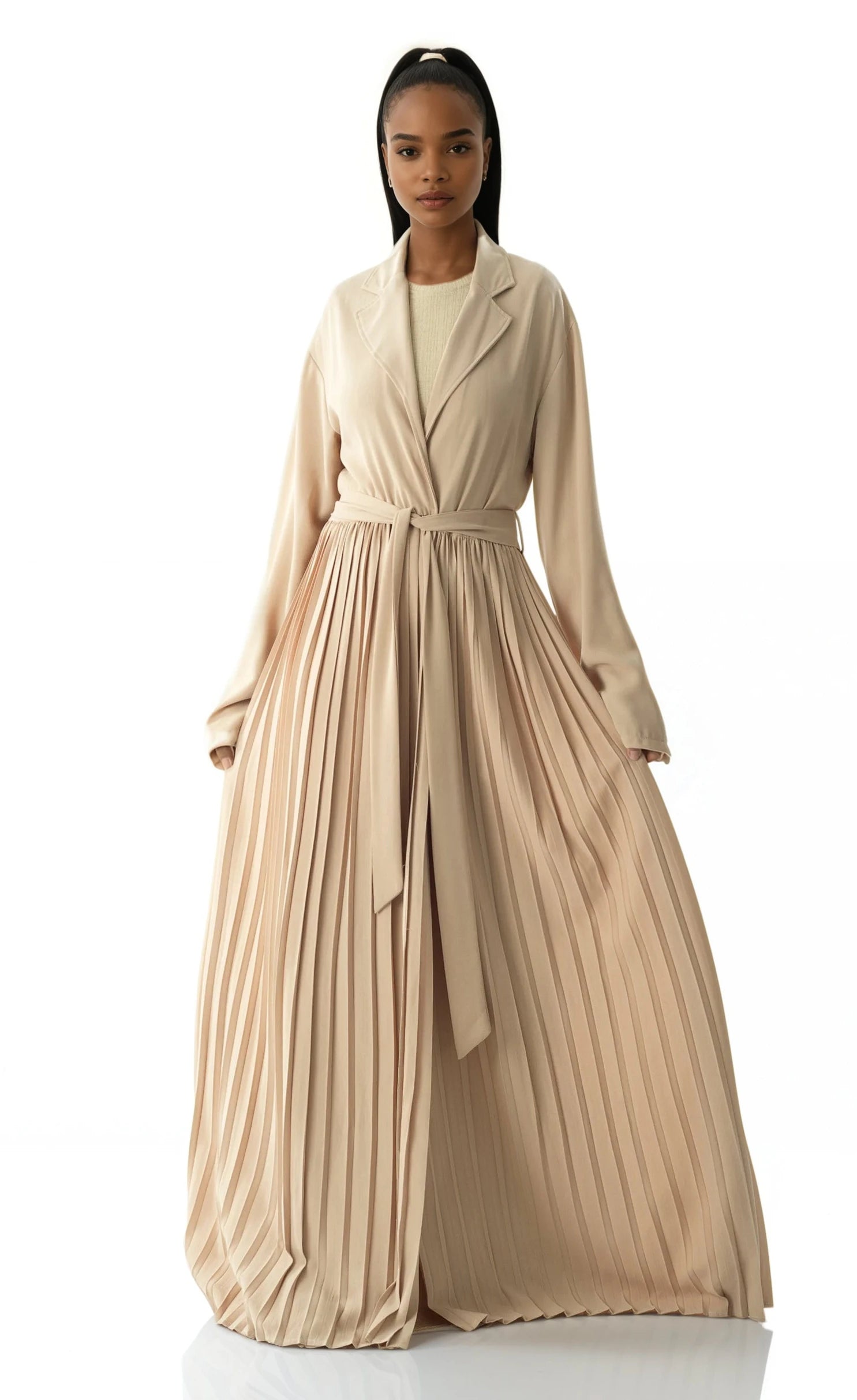 Maxi cardigan abaya Pearly Pleated jacket Kabayare