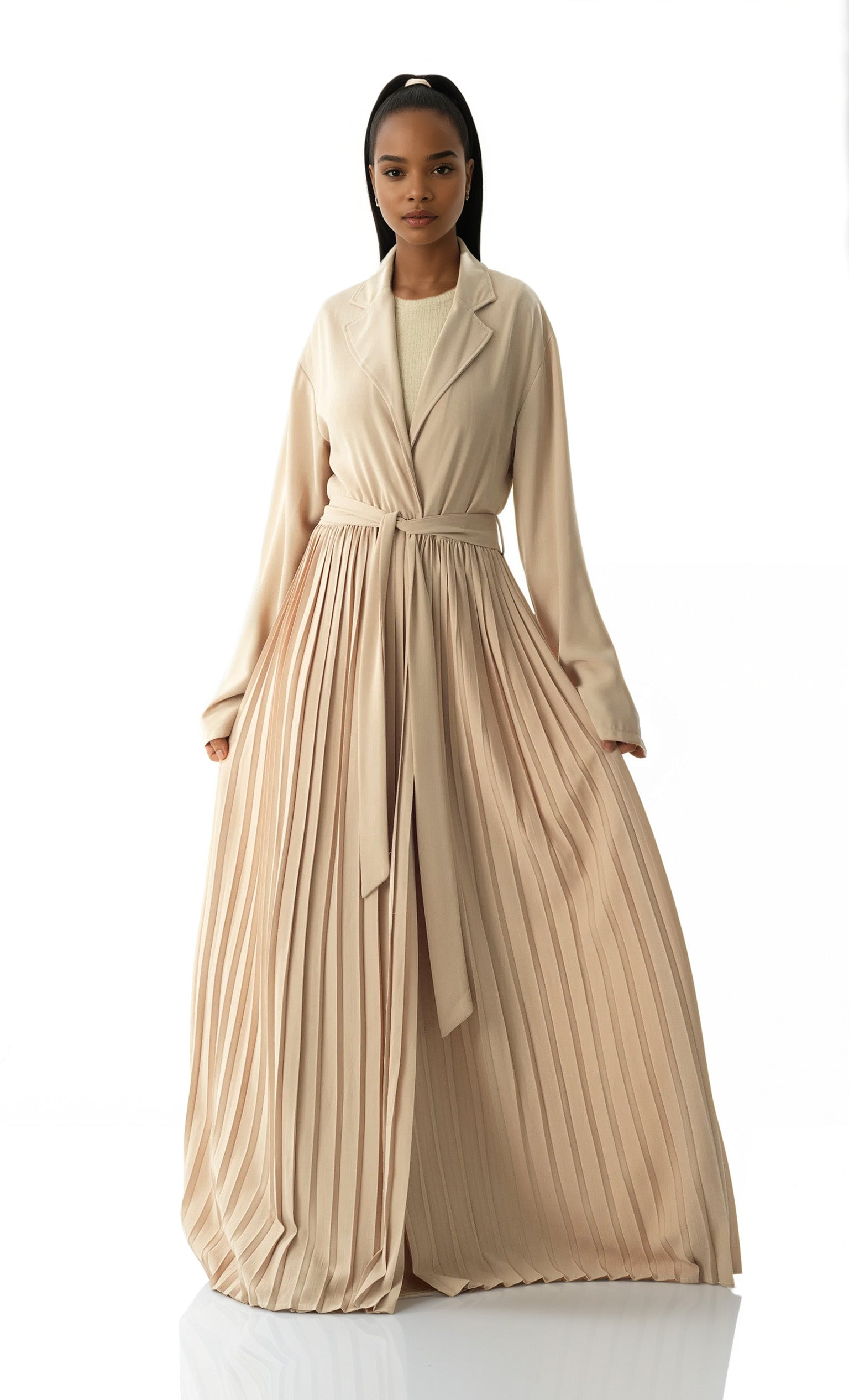 Maxi cardigan abaya Pearly Pleated jacket Kabayare