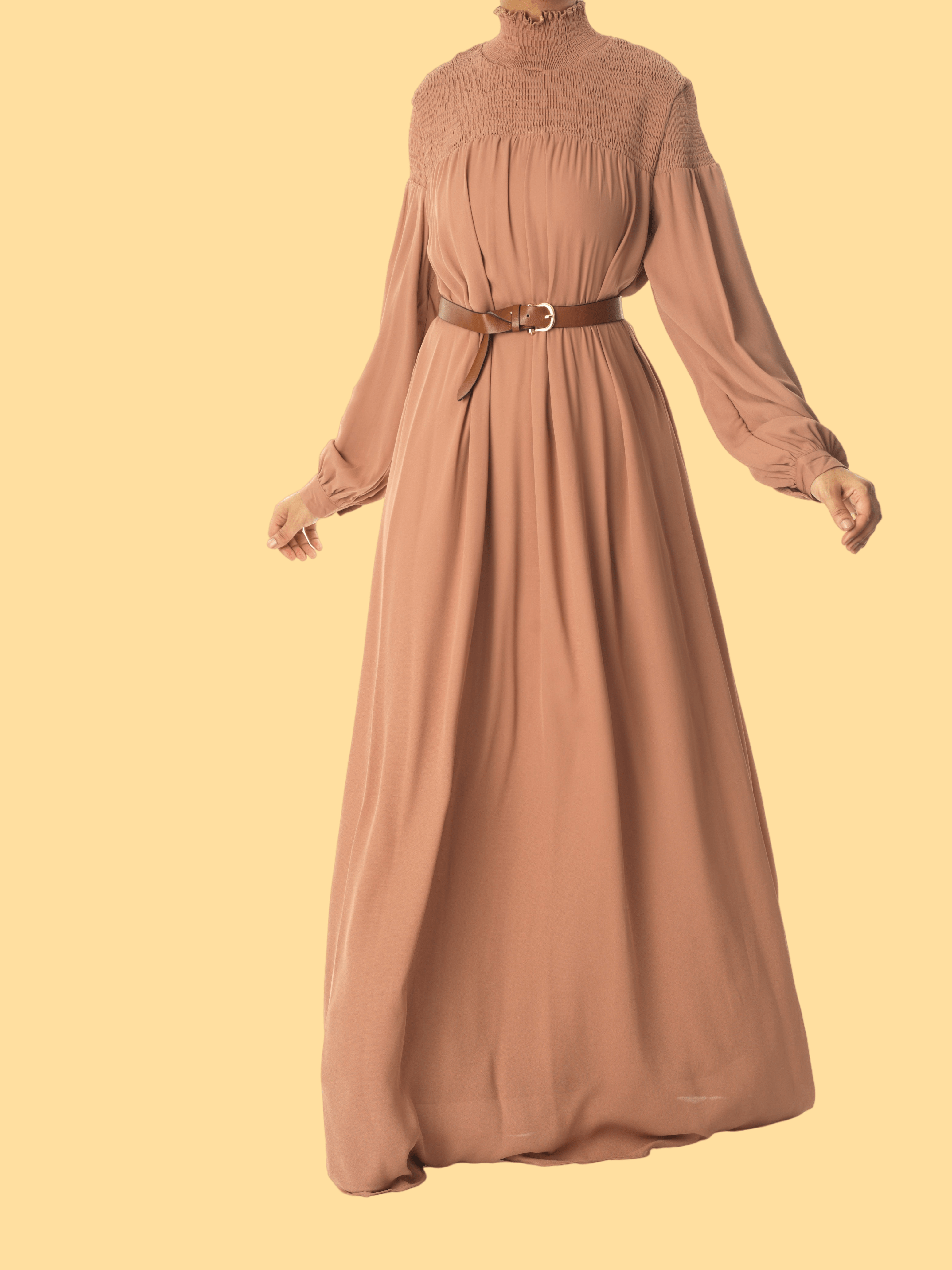 Mocha umbrella chiffon maxi dress Kabayare