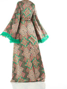 Moroccan print captivated in tassel modest maxi dress Kabayare