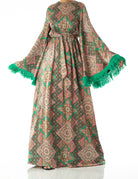 Moroccan print captivated in tassel modest maxi dress Kabayare