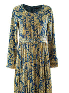 Navy and Gold Henna print chiffon shimmer maxi dress Kabayare