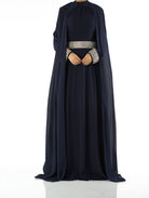 Navy Boqorad crystal cape maxi dress Kabayare