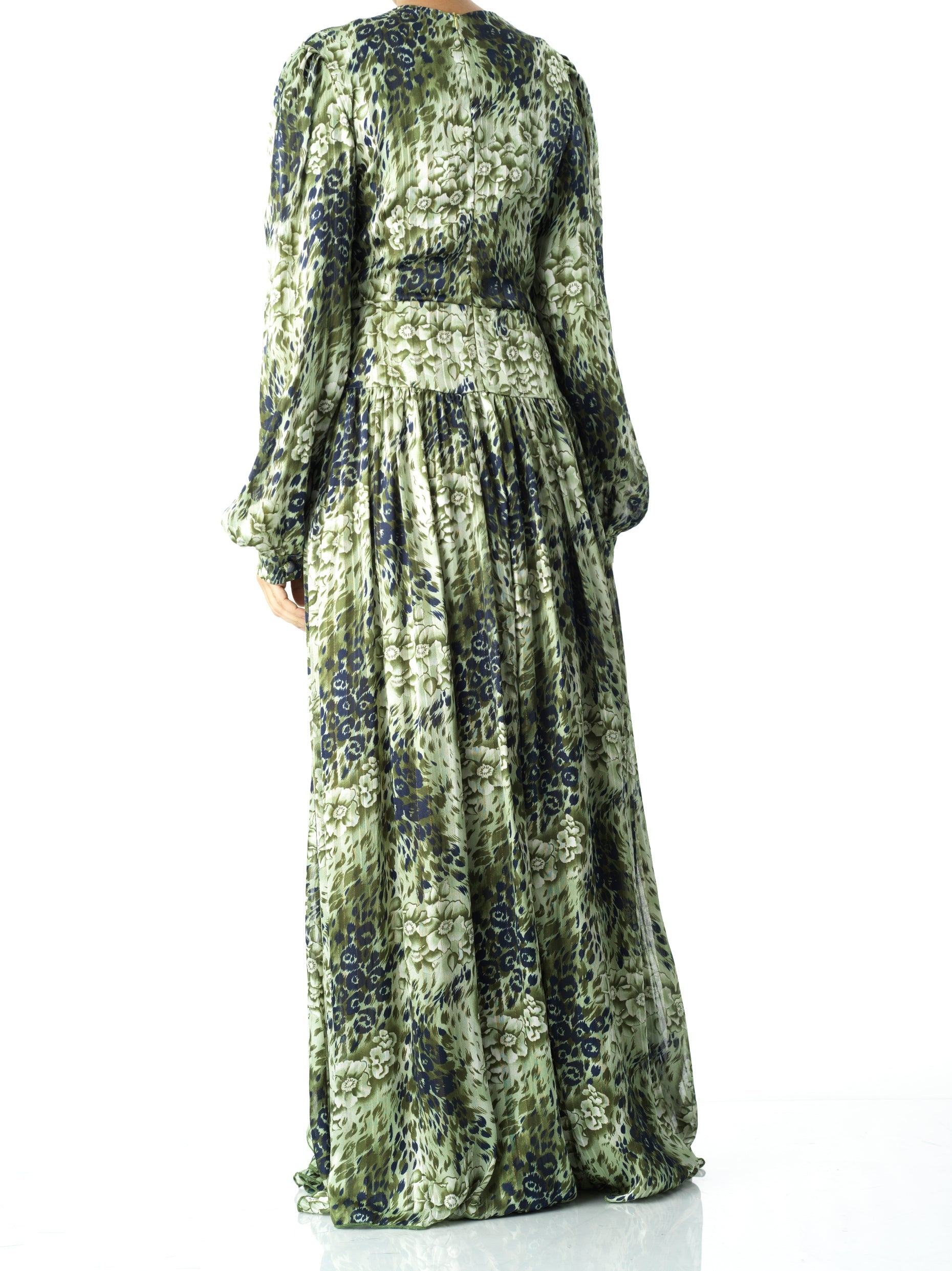 Olive cheetah floral print maxi dress Kabayare