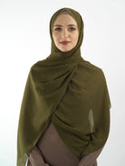 Olive Glamour chiffon hijab Kabayare