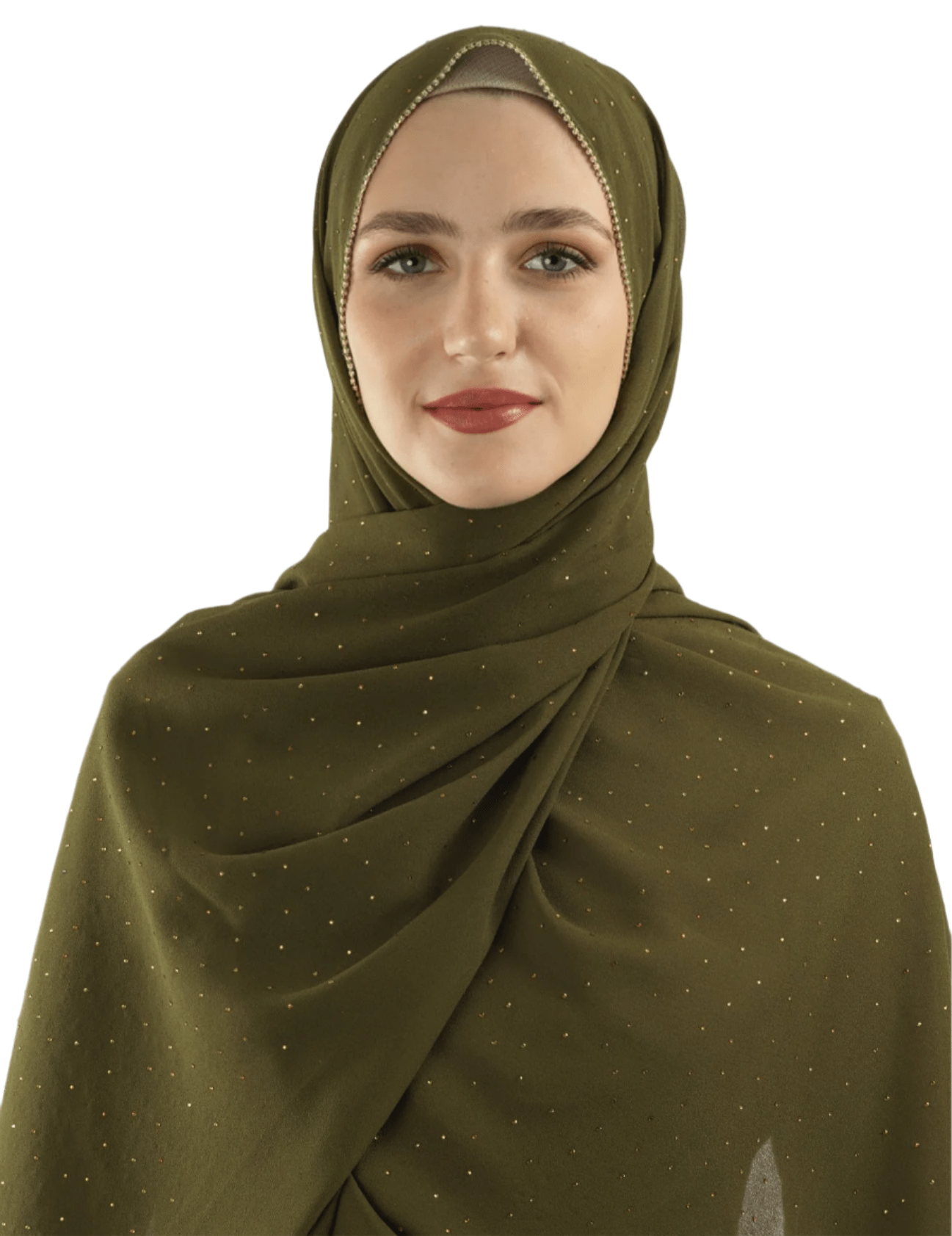 Olive Glamour chiffon hijab Kabayare