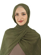 Olive Lovely dana shimmer Chiffon hijab Kabayare