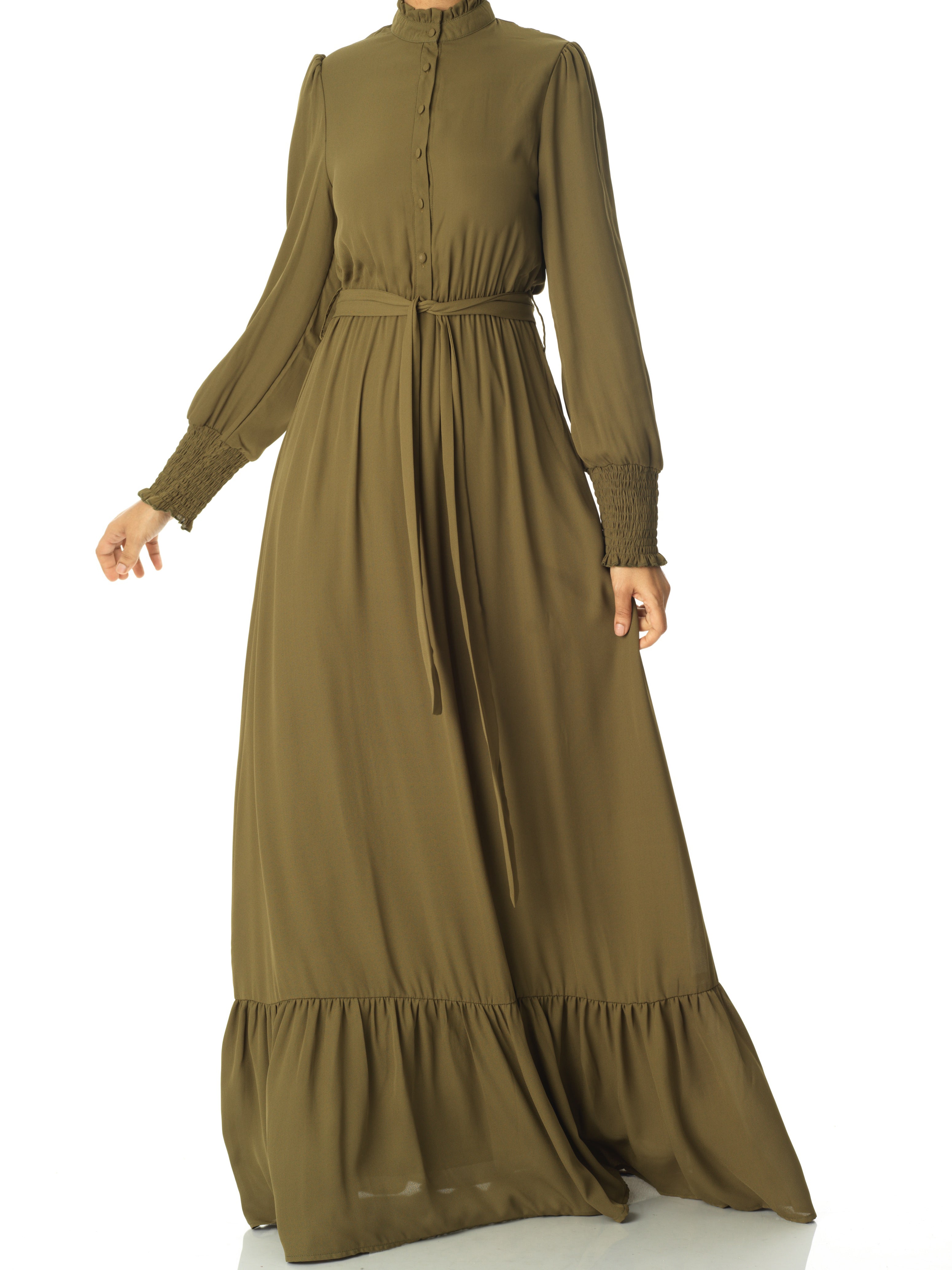 Olivia crepe long sleeve maxi modest dress Kabayare