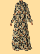 pretty Floral umbrella chiffon maxi dress Kabayare