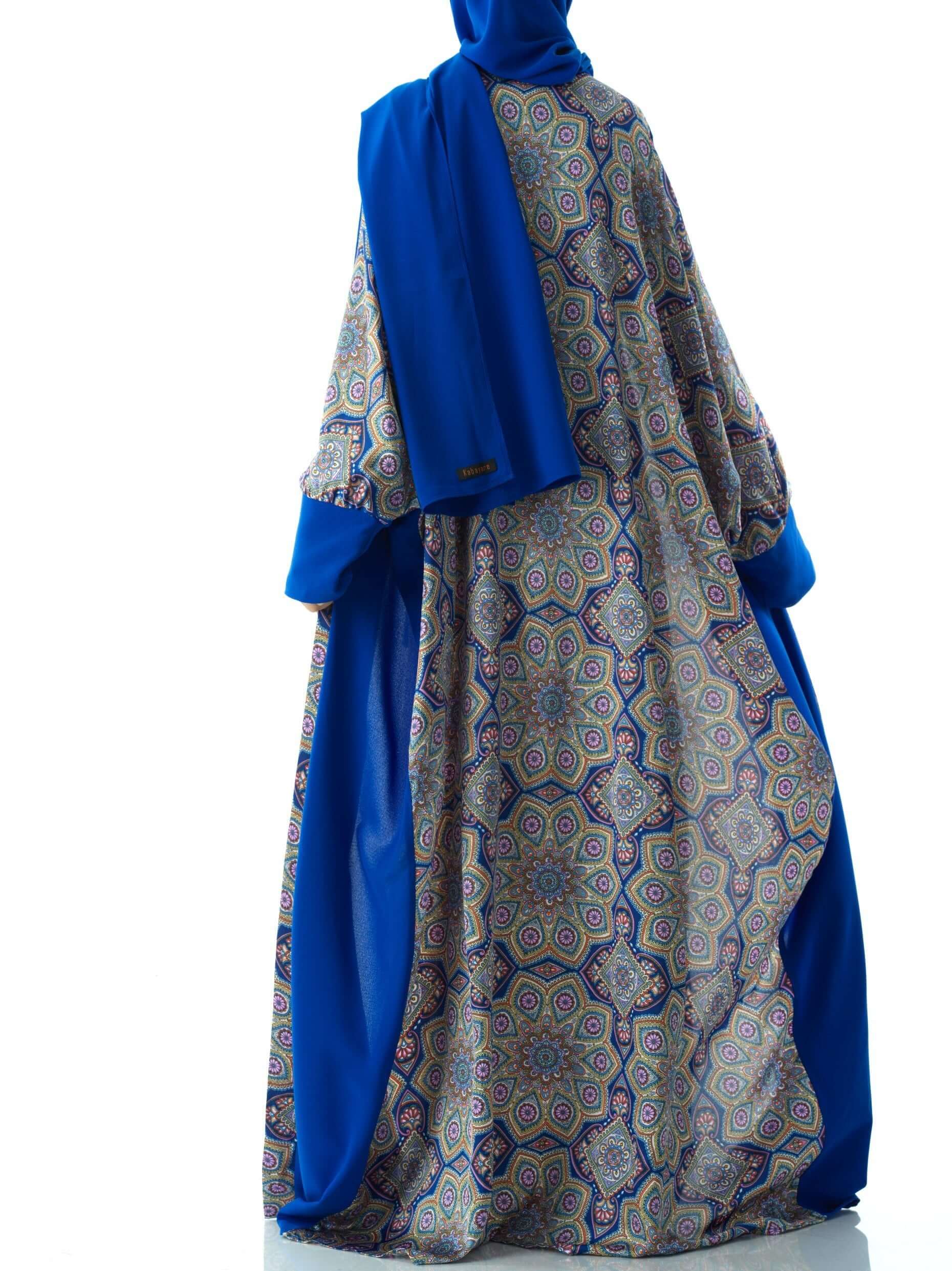 Royal Blue Moroccan print abaya set Kabayare