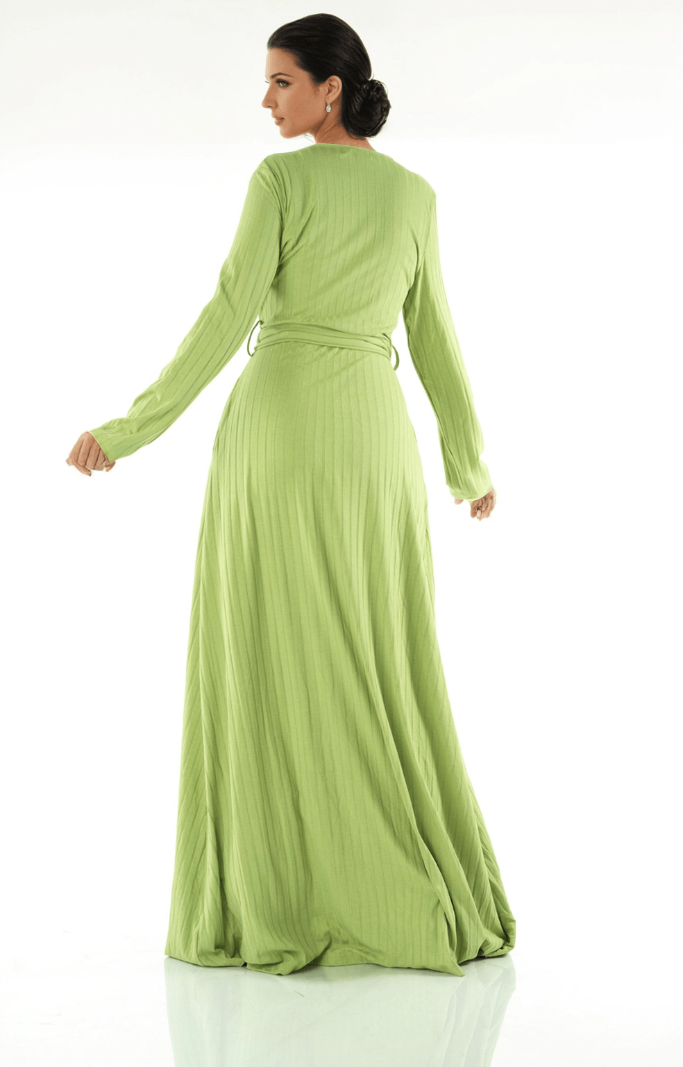 Ruffles ribbed wrapped modest maxi dress Kabayare