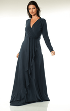 Ruffles ribbed wrapped modest maxi dress Kabayare