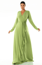 Ruffles ribbed wrapped modest maxi dress Kabayare