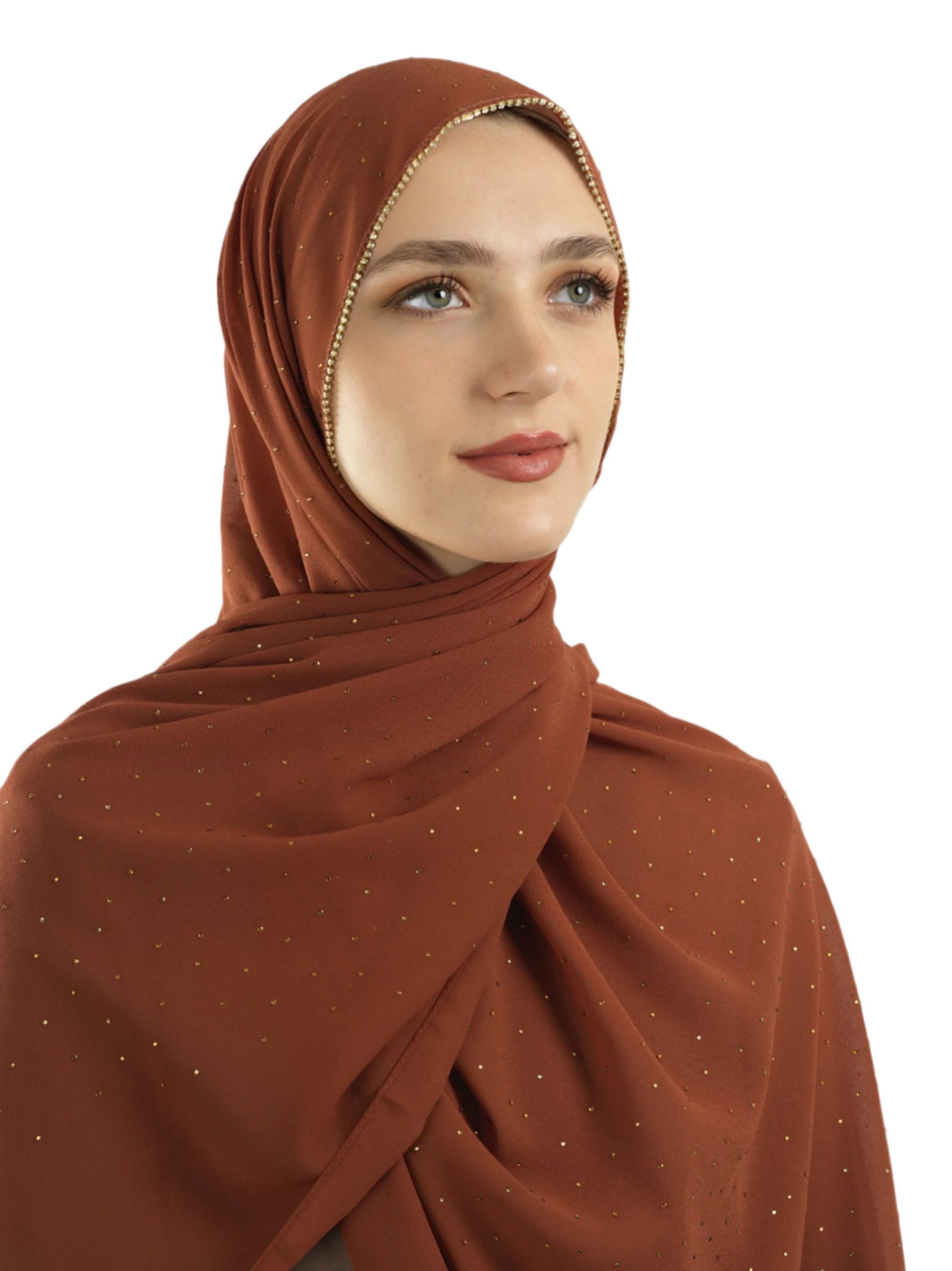 Rust Glamour chiffon hijab Kabayare