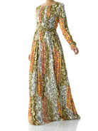 Safiyah  print silk chiffon shimmer maxi dress Kabayare