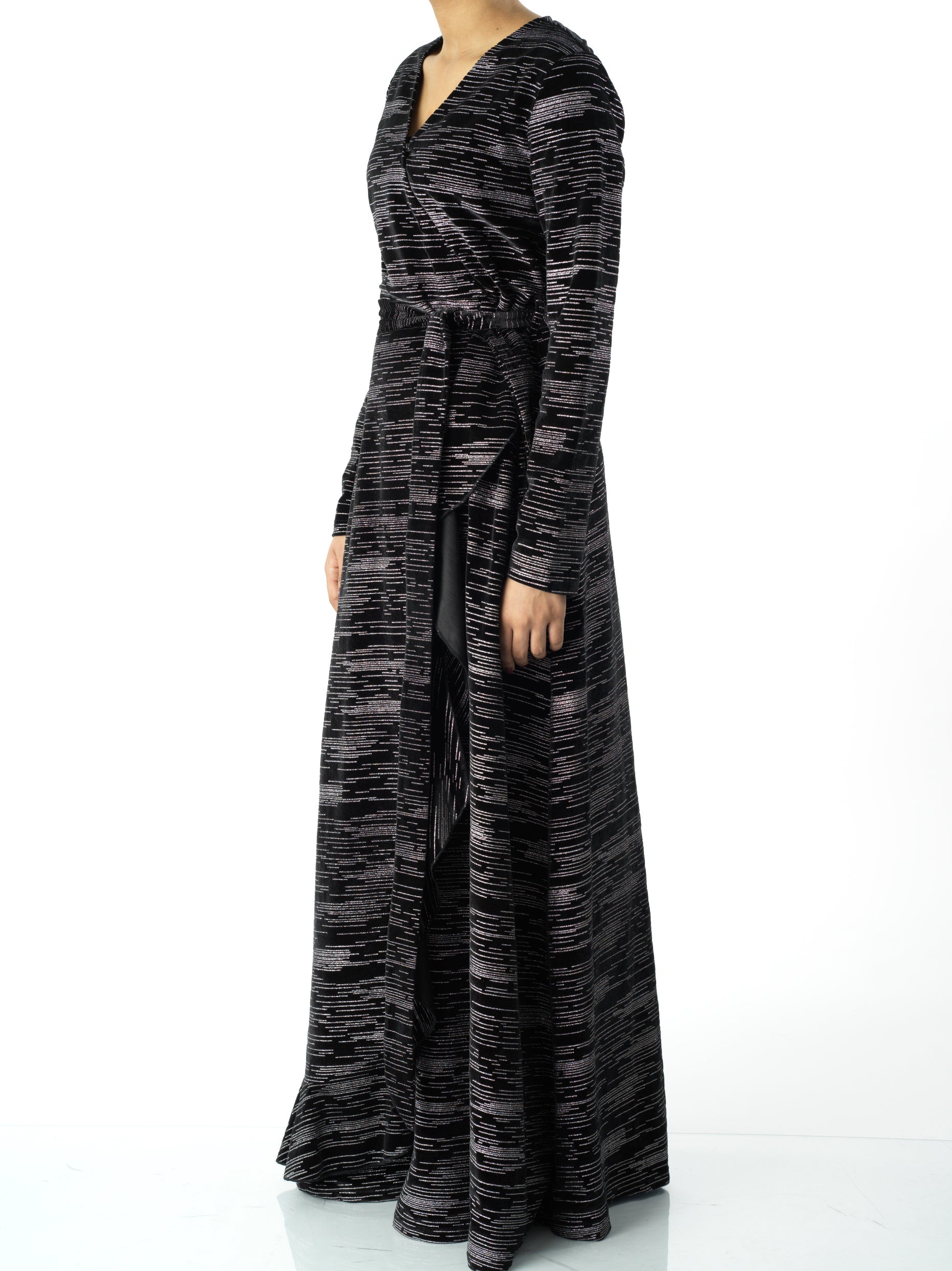 Sidra wrapped velvet modest maxi dress Kabayare